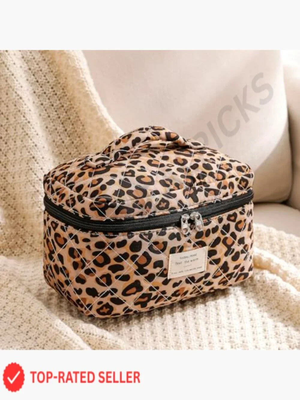 Large Quilted Travel Makeup Bag Floral Cotton Cosmetic Organizer Toiletry